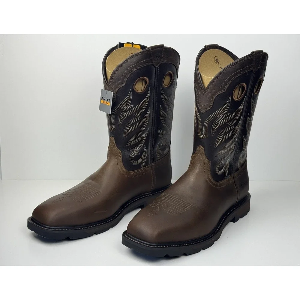 Ariat Groundwork Steel Toe Mens Sz 11 D Bitter Brown Wide Square Toe 10034717